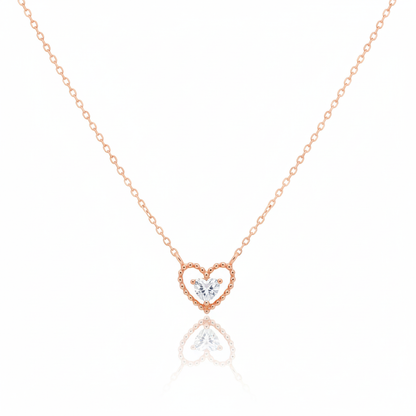 18K Gold Plated Halo Cz Heart Pendant Necklace - Love Mi