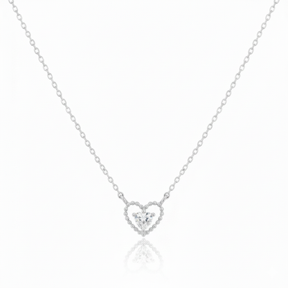 18K Gold Plated Halo Cz Heart Pendant Necklace - Love Mi