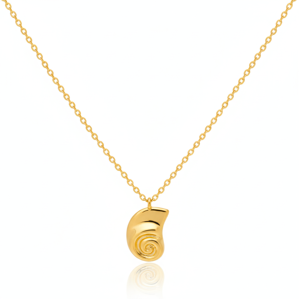 18K Gold Plated Flat Shell Pendant Necklace - Love Mi