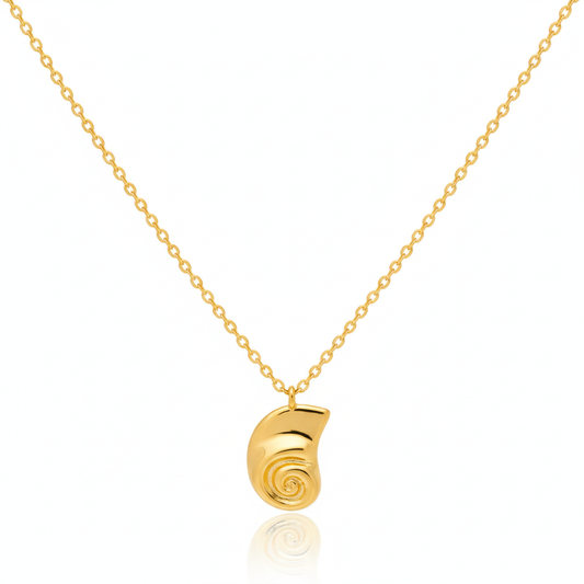18K Gold Plated Flat Shell Pendant Necklace - Love Mi