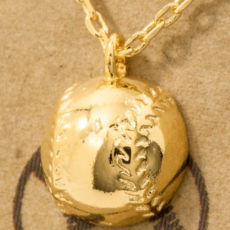 18K Game Day Gold Plated Half Baseball Pendant Necklace - Love Mi