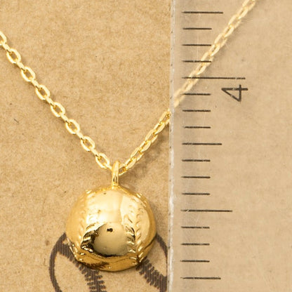 18K Game Day Gold Plated Half Baseball Pendant Necklace - Love Mi