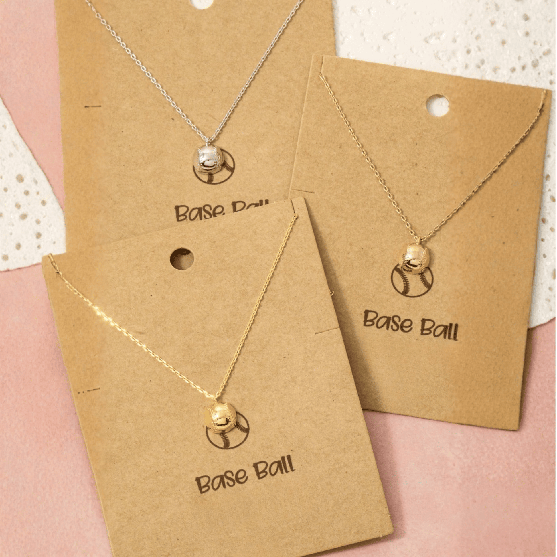 18K Game Day Gold Plated Half Baseball Pendant Necklace - Love Mi