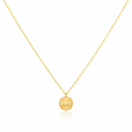 18K Game Day Gold Plated Half Baseball Pendant Necklace - Love Mi