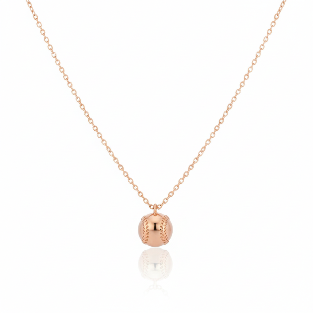 18K Game Day Gold Plated Half Baseball Pendant Necklace - Love Mi