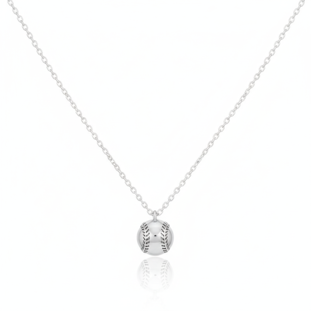 18K Game Day Gold Plated Half Baseball Pendant Necklace - Love Mi