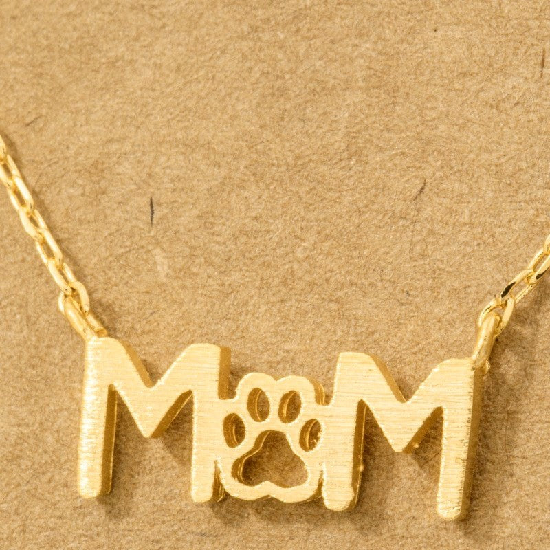 18K Gold Plated Paw Print Dog Mom Pendant Necklace - Love Mi