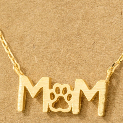 18K Gold Plated Paw Print Dog Mom Pendant Necklace - Love Mi