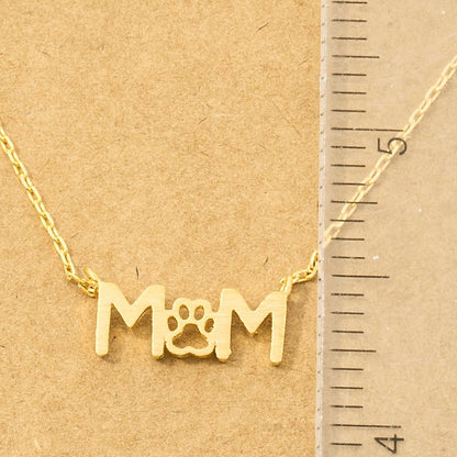 18K Gold Plated Paw Print Dog Mom Pendant Necklace - Love Mi