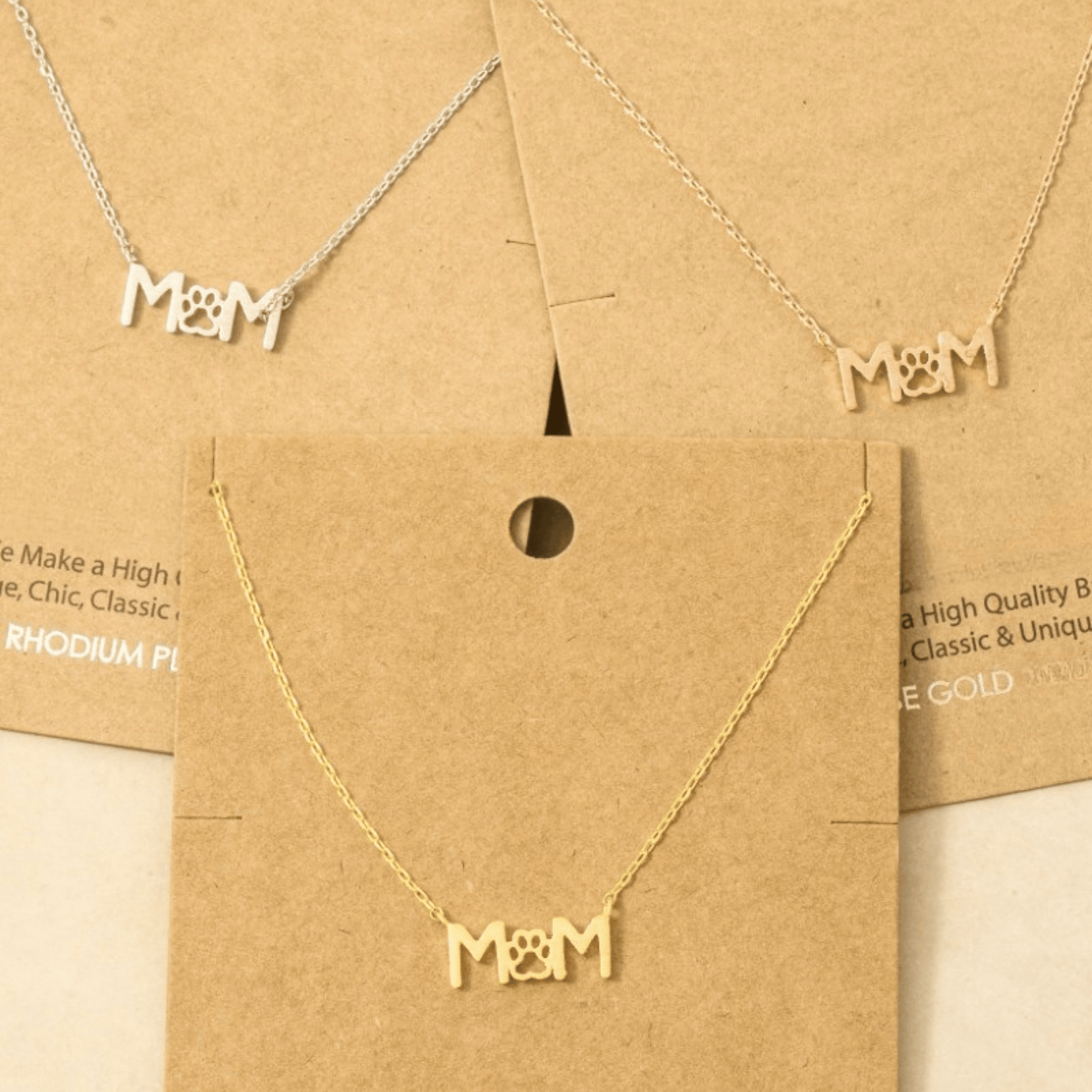 18K Gold Plated Paw Print Dog Mom Pendant Necklace - Love Mi