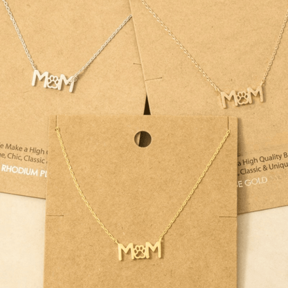 18K Gold Plated Paw Print Dog Mom Pendant Necklace - Love Mi