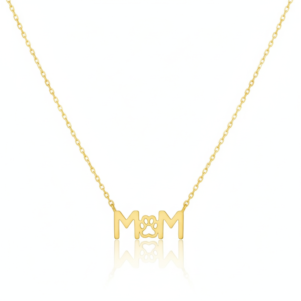 18K Gold Plated Paw Print Dog Mom Pendant Necklace - Love Mi