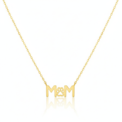 18K Gold Plated Paw Print Dog Mom Pendant Necklace - Love Mi