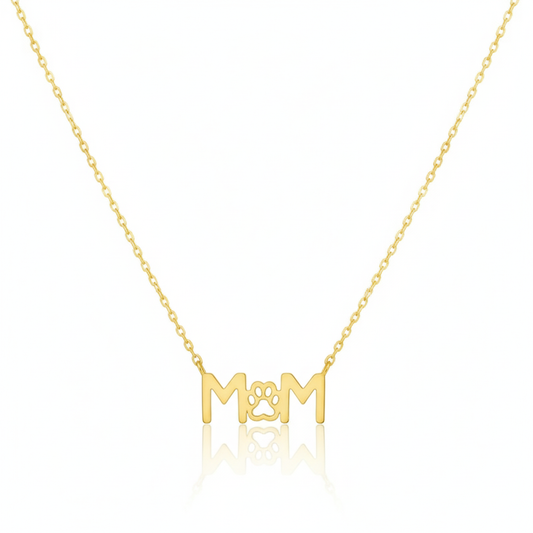 18K Gold Plated Paw Print Dog Mom Pendant Necklace - Love Mi