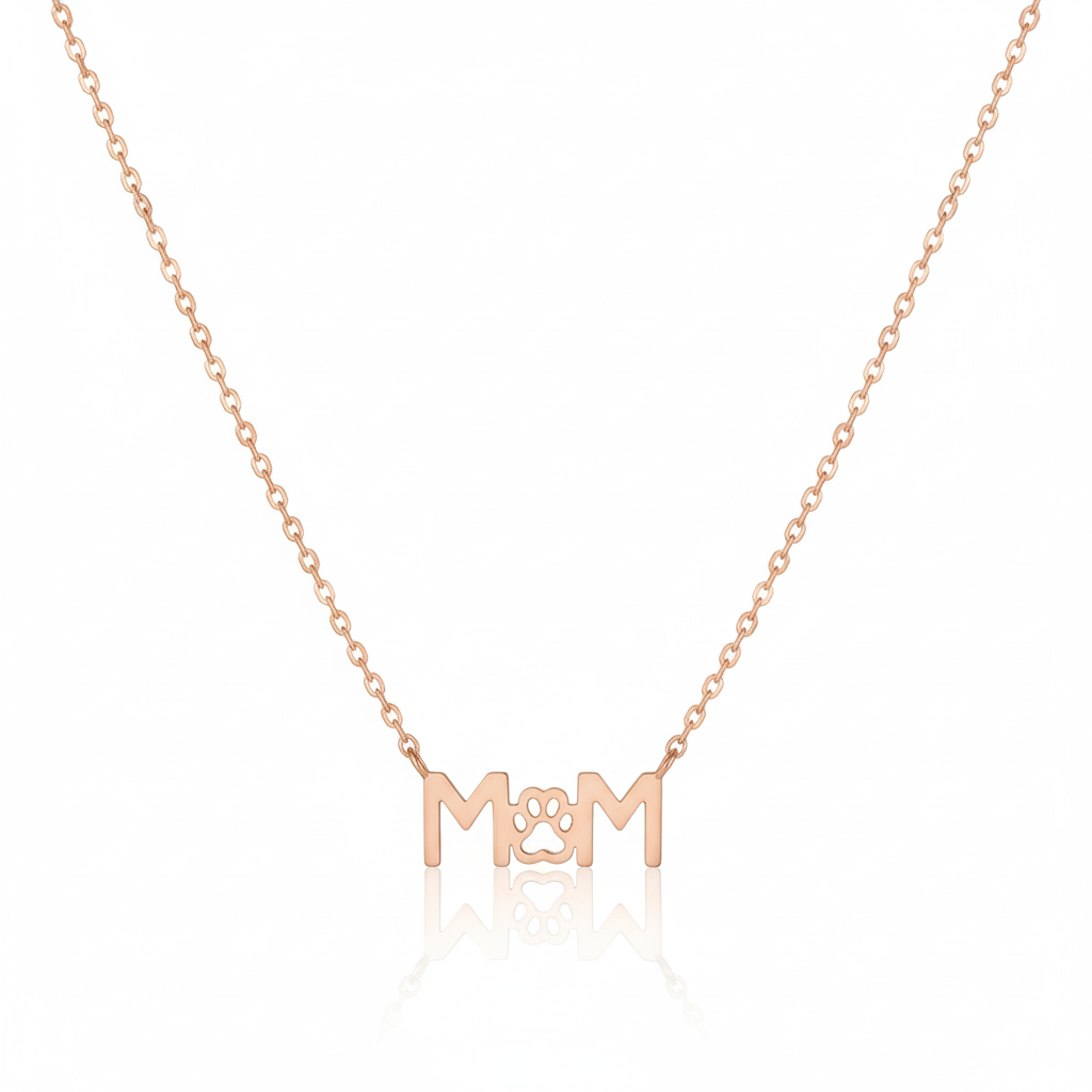 18K Gold Plated Paw Print Dog Mom Pendant Necklace - Love Mi