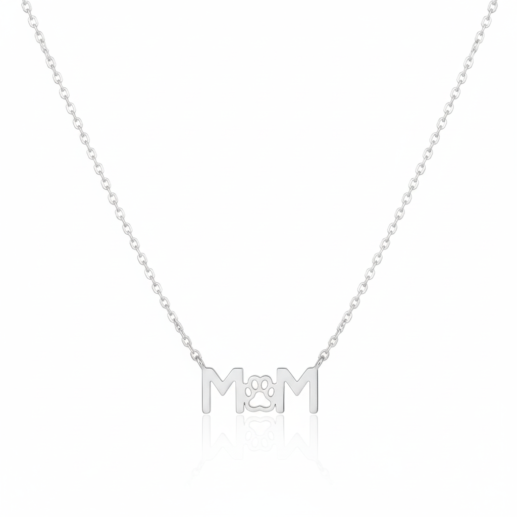 18K Gold Plated Paw Print Dog Mom Pendant Necklace - Love Mi