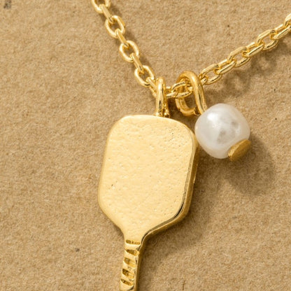 18K Gold Plated Pearl Pickle Ball Pendant Necklace - Love Mi