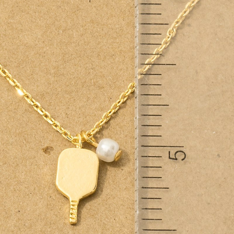 18K Gold Plated Pearl Pickle Ball Pendant Necklace - Love Mi