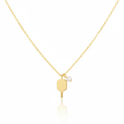 18K Gold Plated Pearl Pickle Ball Pendant Necklace - Love Mi