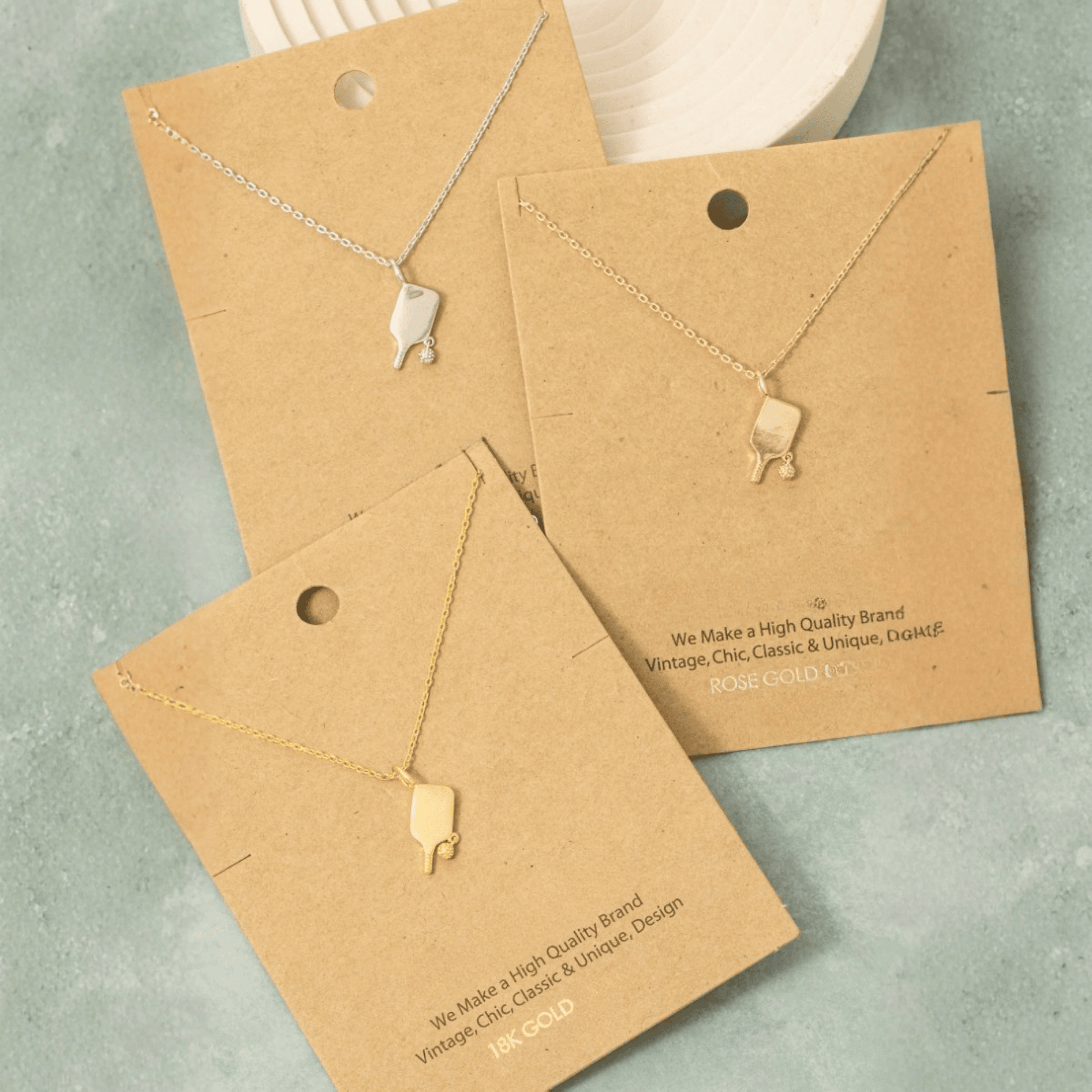 18K Gold Plated Pickle Ball Pendant Necklace - Love Mi