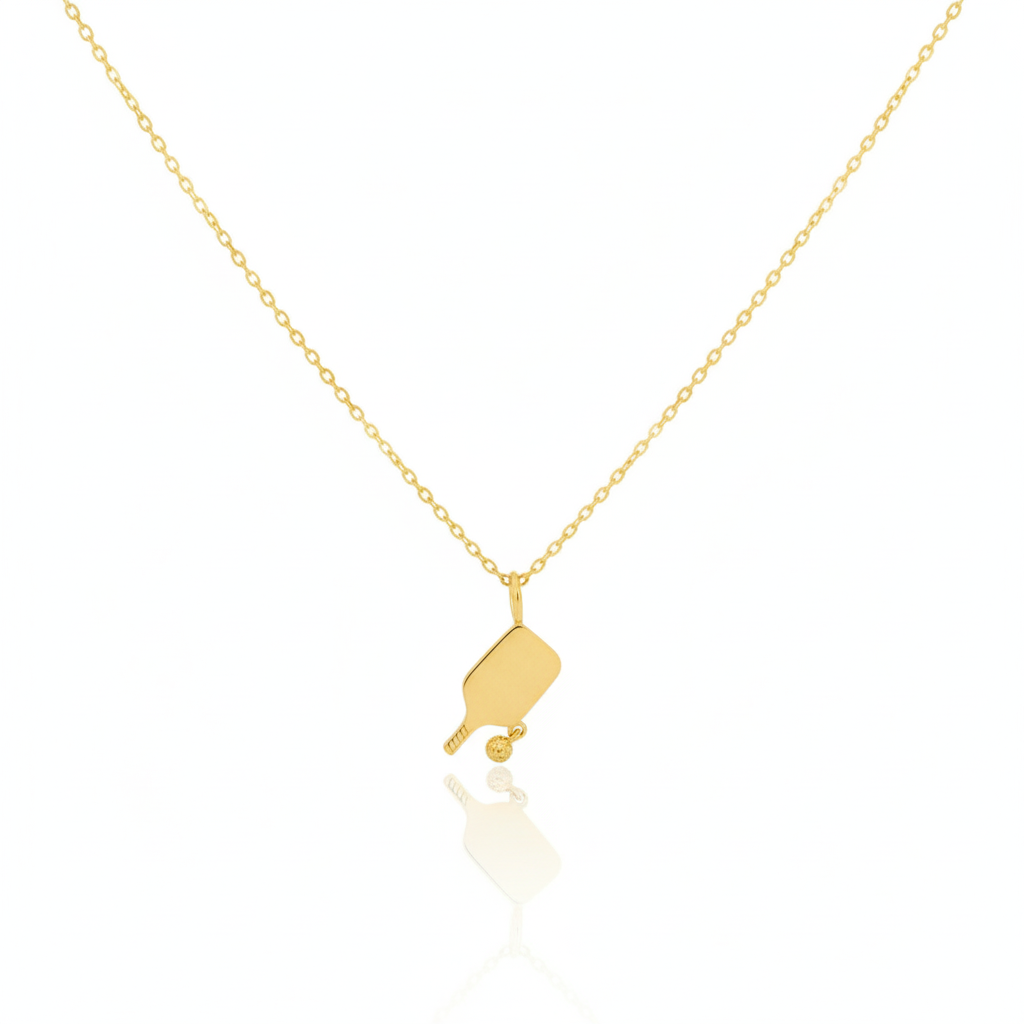 18K Gold Plated Pickle Ball Pendant Necklace - Love Mi