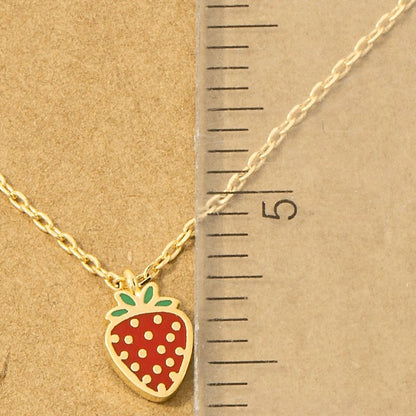 18K Gold Plated Epoxy Strawberry Pendant Necklace - Love Mi