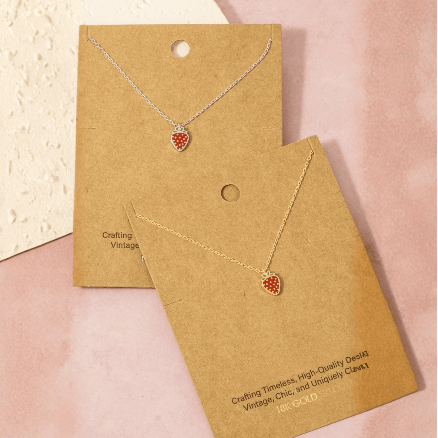 18K Gold Plated Epoxy Strawberry Pendant Necklace - Love Mi