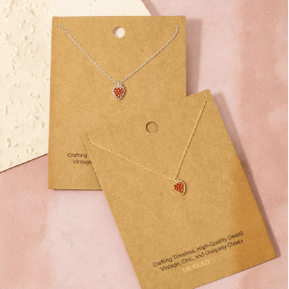 18K Gold Plated Epoxy Strawberry Pendant Necklace - Love Mi