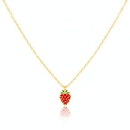 18K Gold Plated Epoxy Strawberry Pendant Necklace - Love Mi