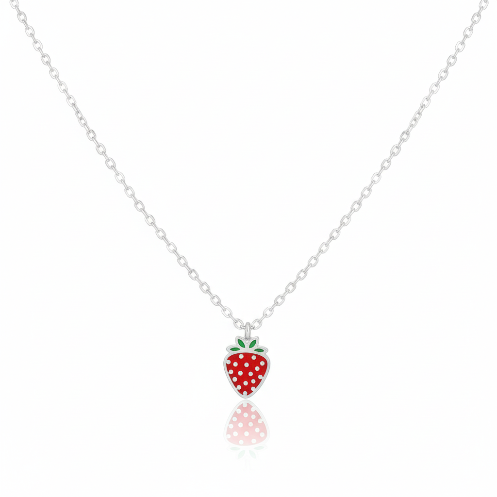 18K Gold Plated Epoxy Strawberry Pendant Necklace - Love Mi