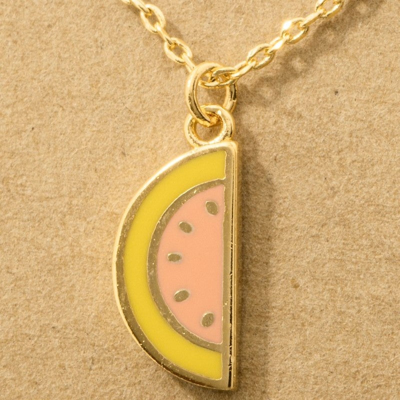 18K Gold Plated Epoxy Watermelon Fruit Pendant Necklace - Love Mi