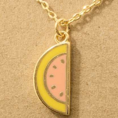 18K Gold Plated Epoxy Watermelon Fruit Pendant Necklace - Love Mi