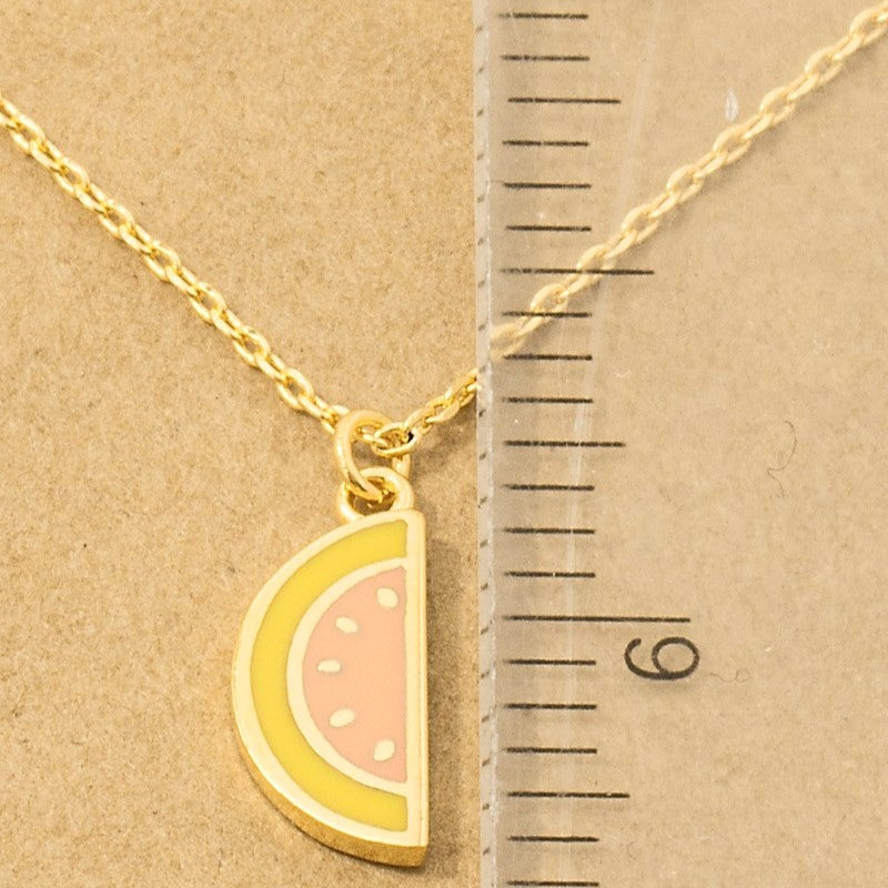 18K Gold Plated Epoxy Watermelon Fruit Pendant Necklace - Love Mi