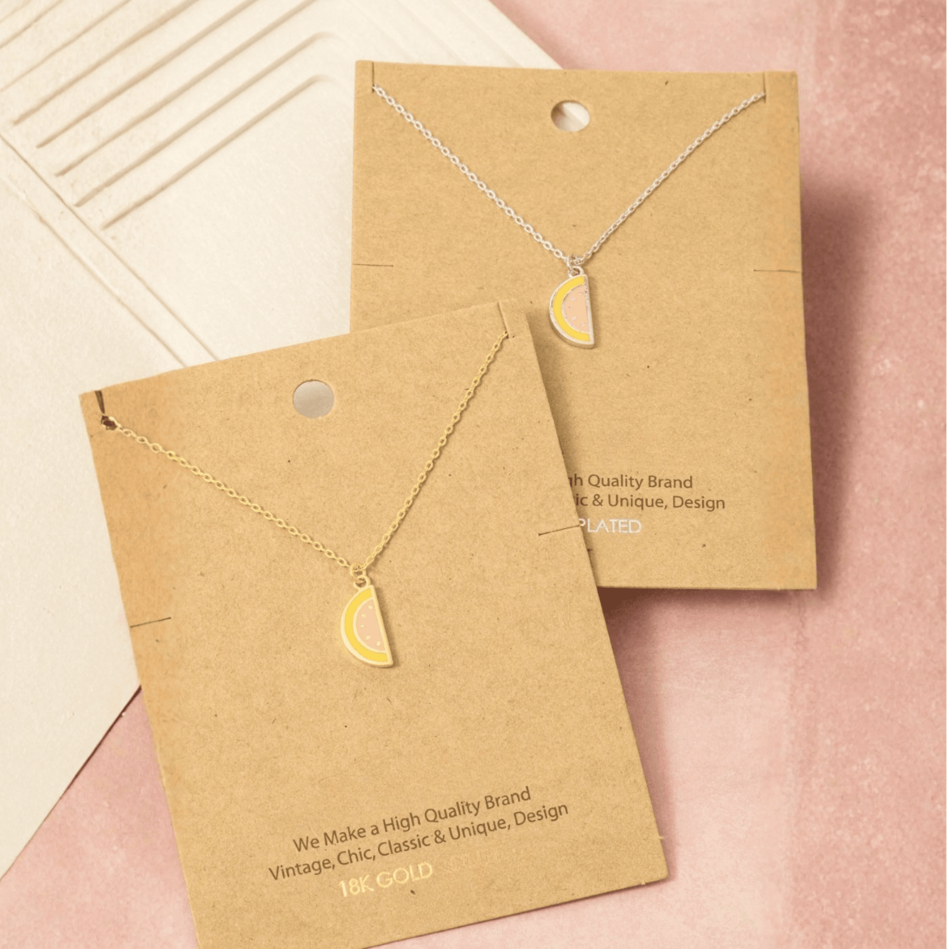 18K Gold Plated Epoxy Watermelon Fruit Pendant Necklace - Love Mi