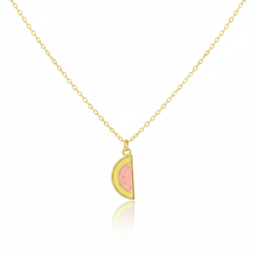 18K Gold Plated Epoxy Watermelon Fruit Pendant Necklace - Love Mi