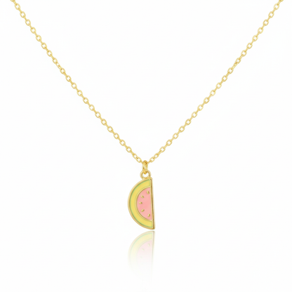 18K Gold Plated Epoxy Watermelon Fruit Pendant Necklace - Love Mi