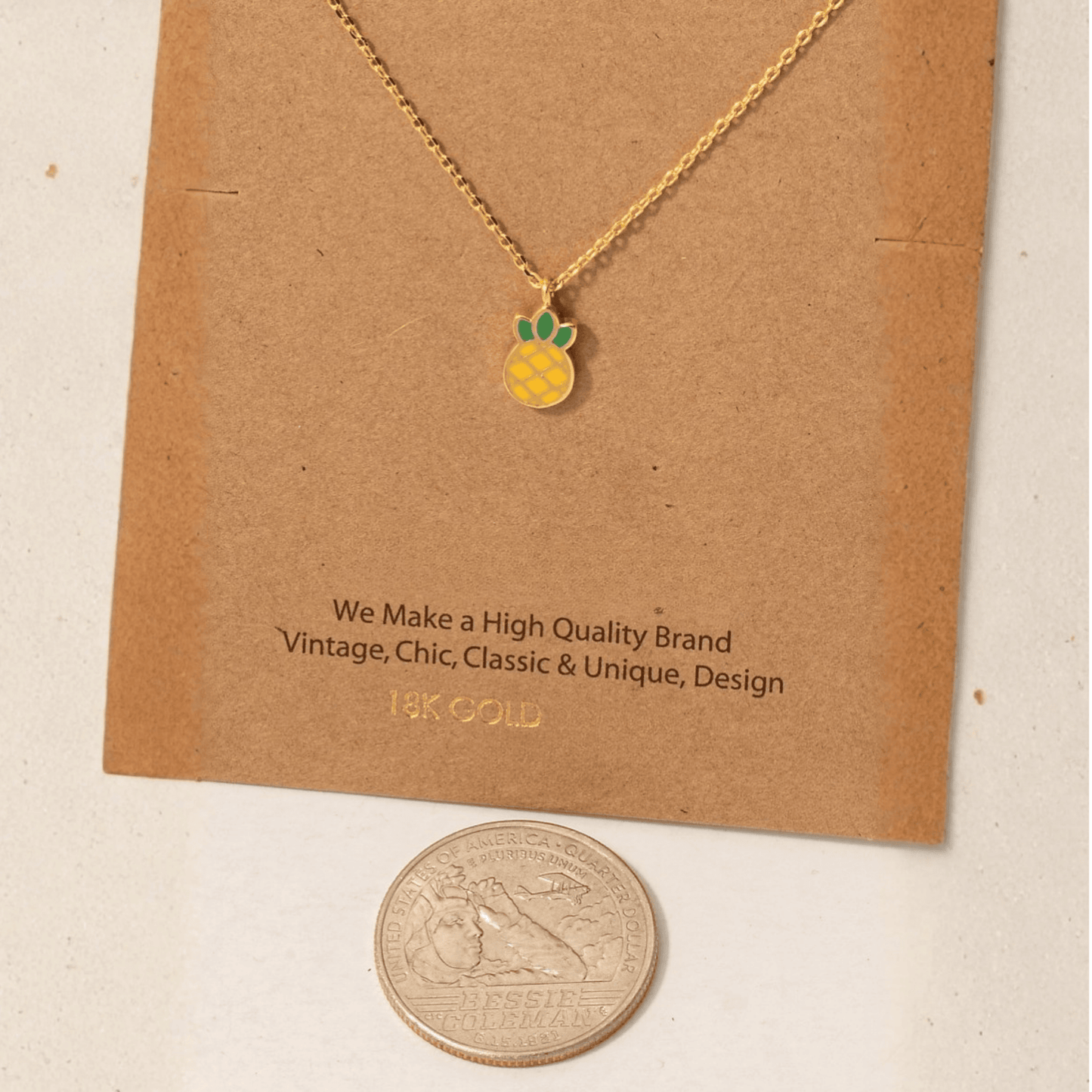 18K Gold Plated Epoxy Pineapple Pendant Necklace - Love Mi
