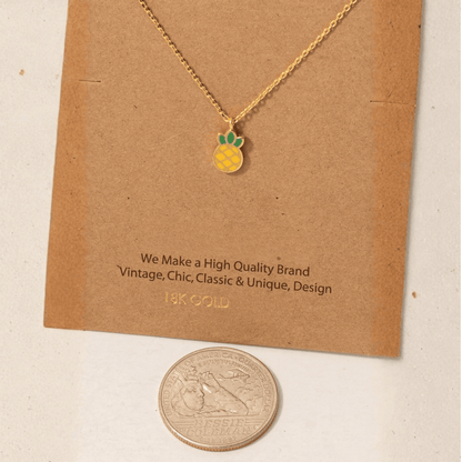18K Gold Plated Epoxy Pineapple Pendant Necklace - Love Mi