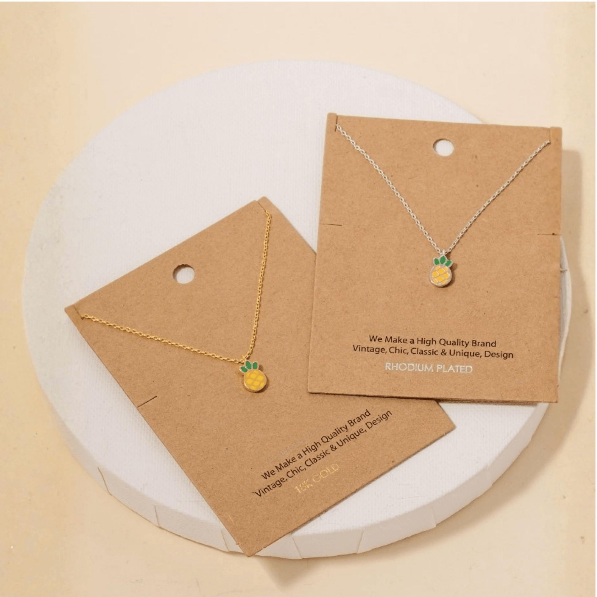 18K Gold Plated Epoxy Pineapple Pendant Necklace - Love Mi