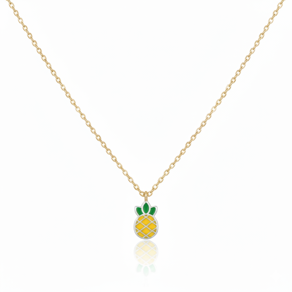 18K Gold Plated Epoxy Pineapple Pendant Necklace - Love Mi