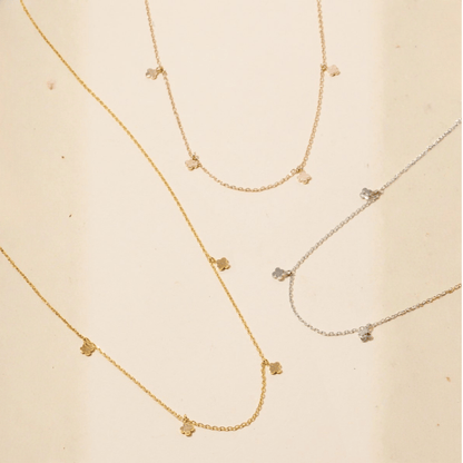 18K Gold Plated Mini Clover Station Charms Necklace - Love Mi