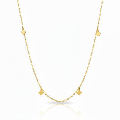 18K Gold Plated Mini Clover Station Charms Necklace - Love Mi