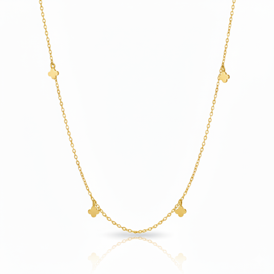 18K Gold Plated Mini Clover Station Charms Necklace - Love Mi