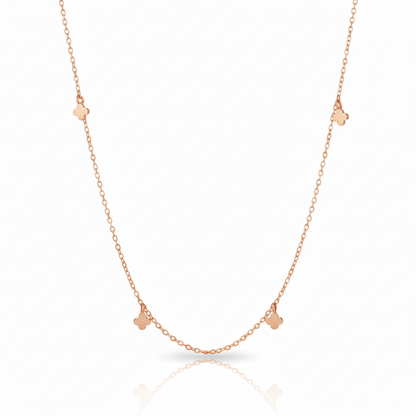 18K Gold Plated Mini Clover Station Charms Necklace - Love Mi