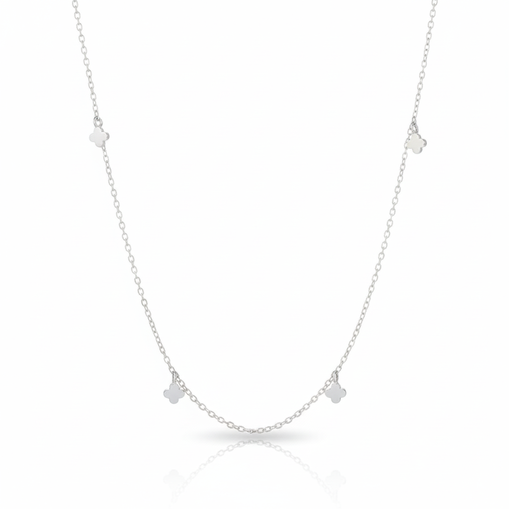 18K Gold Plated Mini Clover Station Charms Necklace - Love Mi