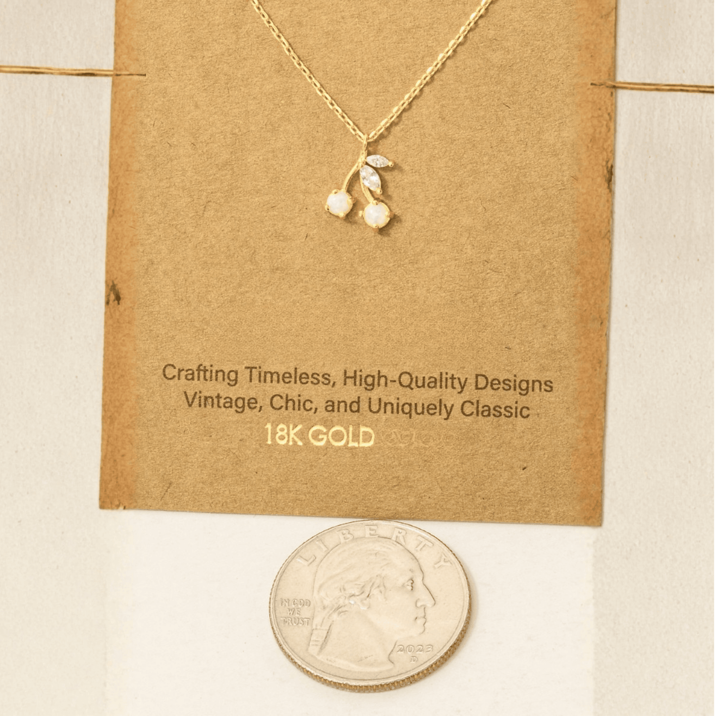 18K Gold Plated Opal And Cz Cherry Pendant Necklace - Love Mi