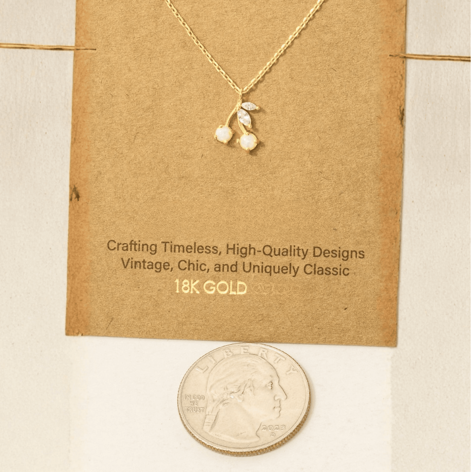 18K Gold Plated Opal And Cz Cherry Pendant Necklace - Love Mi