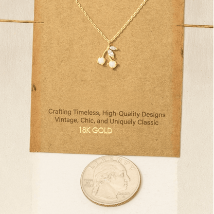 18K Gold Plated Opal And Cz Cherry Pendant Necklace - Love Mi