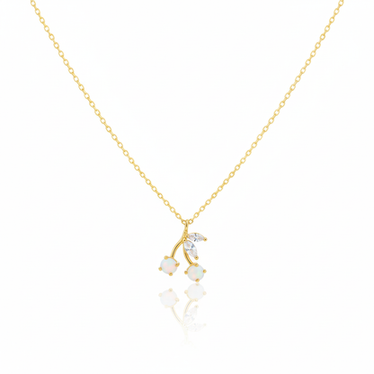 18K Gold Plated Opal And Cz Cherry Pendant Necklace - Love Mi