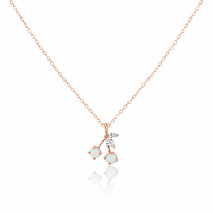 18K Gold Plated Opal And Cz Cherry Pendant Necklace - Love Mi